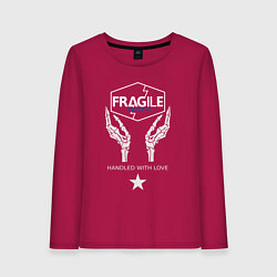 Лонгслив хлопковый женский Fragile Express, цвет: маджента