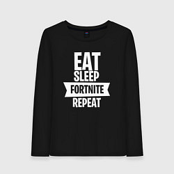 Лонгслив хлопковый женский Eat Sleep Fortnite Repeat, цвет: черный