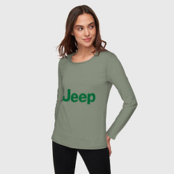 Лонгслив хлопковый женский Logo Jeep, цвет: авокадо — фото 2