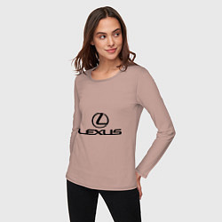 Лонгслив хлопковый женский Lexus logo, цвет: пыльно-розовый — фото 2