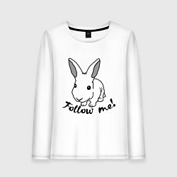 Лонгслив хлопковый женский Rabbit: follow me, цвет: белый