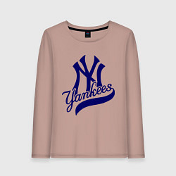 Лонгслив хлопковый женский NY - Yankees, цвет: пыльно-розовый