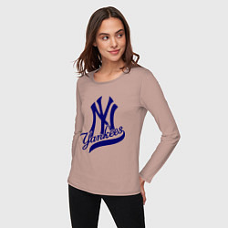Лонгслив хлопковый женский NY - Yankees, цвет: пыльно-розовый — фото 2