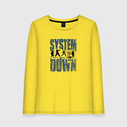 Лонгслив хлопковый женский System of a Down большое лого, цвет: желтый