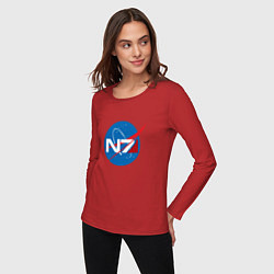 Лонгслив хлопковый женский NASA N7, цвет: красный — фото 2