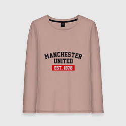 Лонгслив хлопковый женский FC Manchester United Est. 1878, цвет: пыльно-розовый