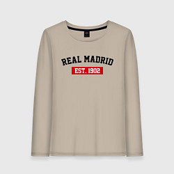 Лонгслив хлопковый женский FC Real Madrid Est. 1902, цвет: миндальный