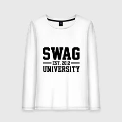 Лонгслив хлопковый женский Swag University, цвет: белый