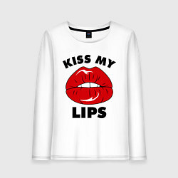 Лонгслив хлопковый женский Kiss my Lips, цвет: белый