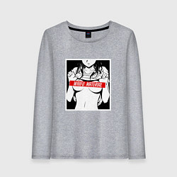Лонгслив хлопковый женский Waifu Material, цвет: меланж