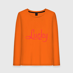Лонгслив хлопковый женский Lucky logo, цвет: оранжевый