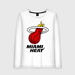 Лонгслив хлопковый женский Miami Heat-logo, цвет: белый