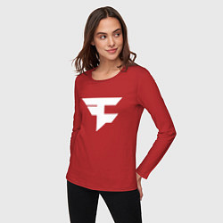 Лонгслив хлопковый женский FAZE Symbol, цвет: красный — фото 2