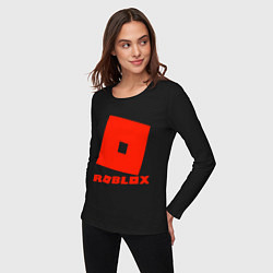 Лонгслив хлопковый женский Roblox Logo, цвет: черный — фото 2