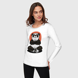 Лонгслив хлопковый женский Злая панда, цвет: белый — фото 2