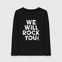 Лонгслив хлопковый женский We Wil Rock You, цвет: черный