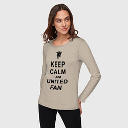 Лонгслив хлопковый женский Keep Calm & United fan, цвет: миндальный — фото 2