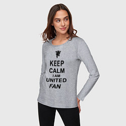 Лонгслив хлопковый женский Keep Calm & United fan, цвет: меланж — фото 2