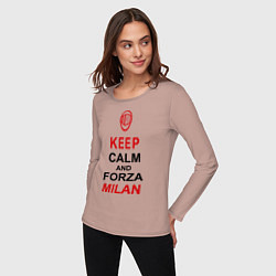 Лонгслив хлопковый женский Keep Calm & Forza Milan, цвет: пыльно-розовый — фото 2