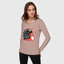 Лонгслив хлопковый женский Боевая улитка, цвет: пыльно-розовый — фото 2