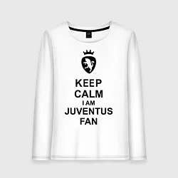 Лонгслив хлопковый женский Keep Calm & Juventus fan, цвет: белый