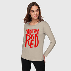 Лонгслив хлопковый женский Manchester is Red, цвет: миндальный — фото 2