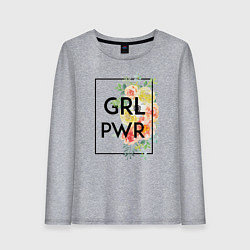 Лонгслив хлопковый женский GRL PWR, цвет: меланж