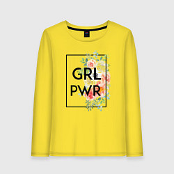 Лонгслив хлопковый женский GRL PWR, цвет: желтый