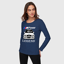 Лонгслив хлопковый женский BMW M Power: Legend, цвет: тёмно-синий — фото 2