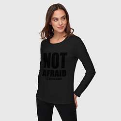 Лонгслив хлопковый женский Not Afraid, цвет: черный — фото 2