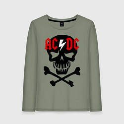 Лонгслив хлопковый женский AC/DC Skull, цвет: авокадо