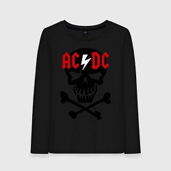 Лонгслив хлопковый женский AC/DC Skull, цвет: черный