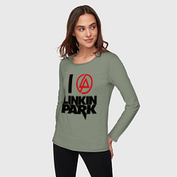 Лонгслив хлопковый женский I love Linkin Park, цвет: авокадо — фото 2
