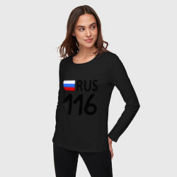 Лонгслив хлопковый женский RUS 116, цвет: черный — фото 2