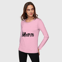 Лонгслив хлопковый женский Misfits logo, цвет: светло-розовый — фото 2