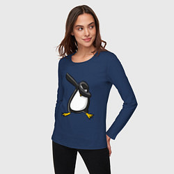 Лонгслив хлопковый женский DAB Pinguin, цвет: тёмно-синий — фото 2