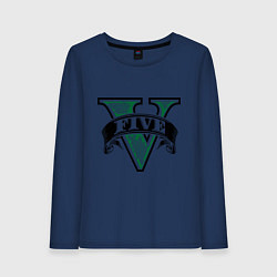 Лонгслив хлопковый женский GTA V: Logo, цвет: тёмно-синий