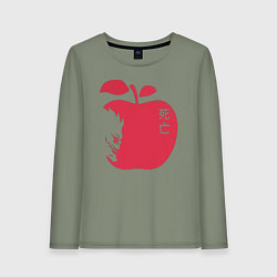 Лонгслив хлопковый женский Тетрадь Смерти - Рюк и яблоко, цвет: авокадо