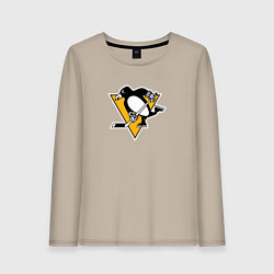 Лонгслив хлопковый женский Pittsburgh Penguins: Evgeni Malkin, цвет: миндальный