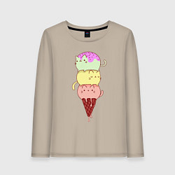 Лонгслив хлопковый женский Котомороженка, цвет: миндальный