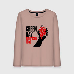 Лонгслив хлопковый женский Green Day: American idiot, цвет: пыльно-розовый