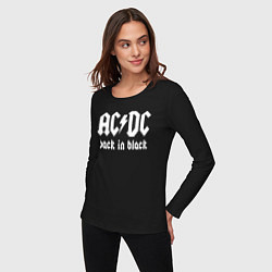 Лонгслив хлопковый женский ACDC BACK IN BLACK, цвет: черный — фото 2