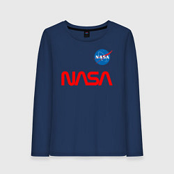 Лонгслив хлопковый женский Nasa mania, цвет: тёмно-синий