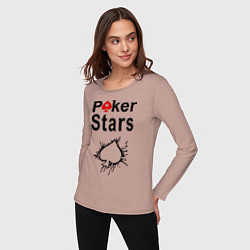 Лонгслив хлопковый женский Poker Stars, цвет: пыльно-розовый — фото 2