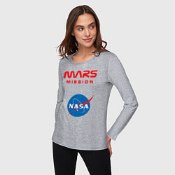 Лонгслив хлопковый женский Nasa Mars mission, цвет: меланж — фото 2