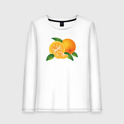 Лонгслив хлопковый женский Апельсины, цвет: белый