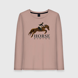 Лонгслив хлопковый женский HORSE RIDING, цвет: пыльно-розовый