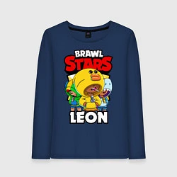 Лонгслив хлопковый женский BRAWL STARS LEON, цвет: тёмно-синий