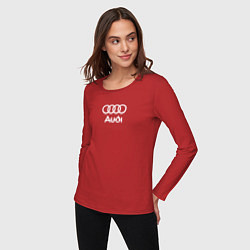 Лонгслив хлопковый женский Audi Ауди, цвет: красный — фото 2