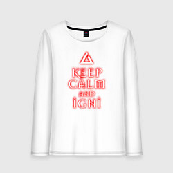 Лонгслив хлопковый женский Keep calm and igni, цвет: белый